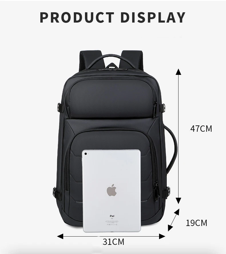 40L Expandable Backpacks USB Charging Port 17 inch Laptop Bag Waterproof Business National Flag Travel Bag 3