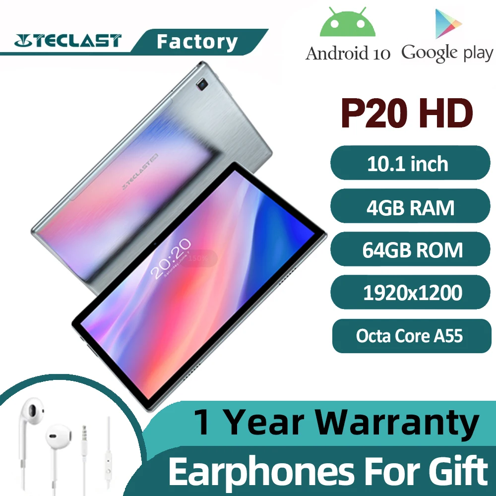 Teclast P20HD планшет с восьмиядерным процессором ОЗУ 4 Гб ПЗУ 64 ГБ 1920x1200 Android 10 |