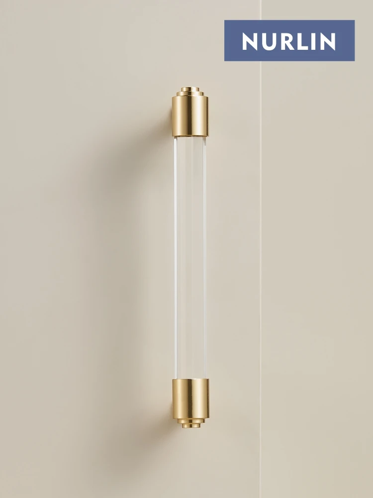 Nurlin ทองเหลืองสีขาวอะคริลิคใสเฟอร์นิเจอร์ตู้ลิ้นชักตู้ประตูตู้เสื้อผ้าหรูหราดึง 1