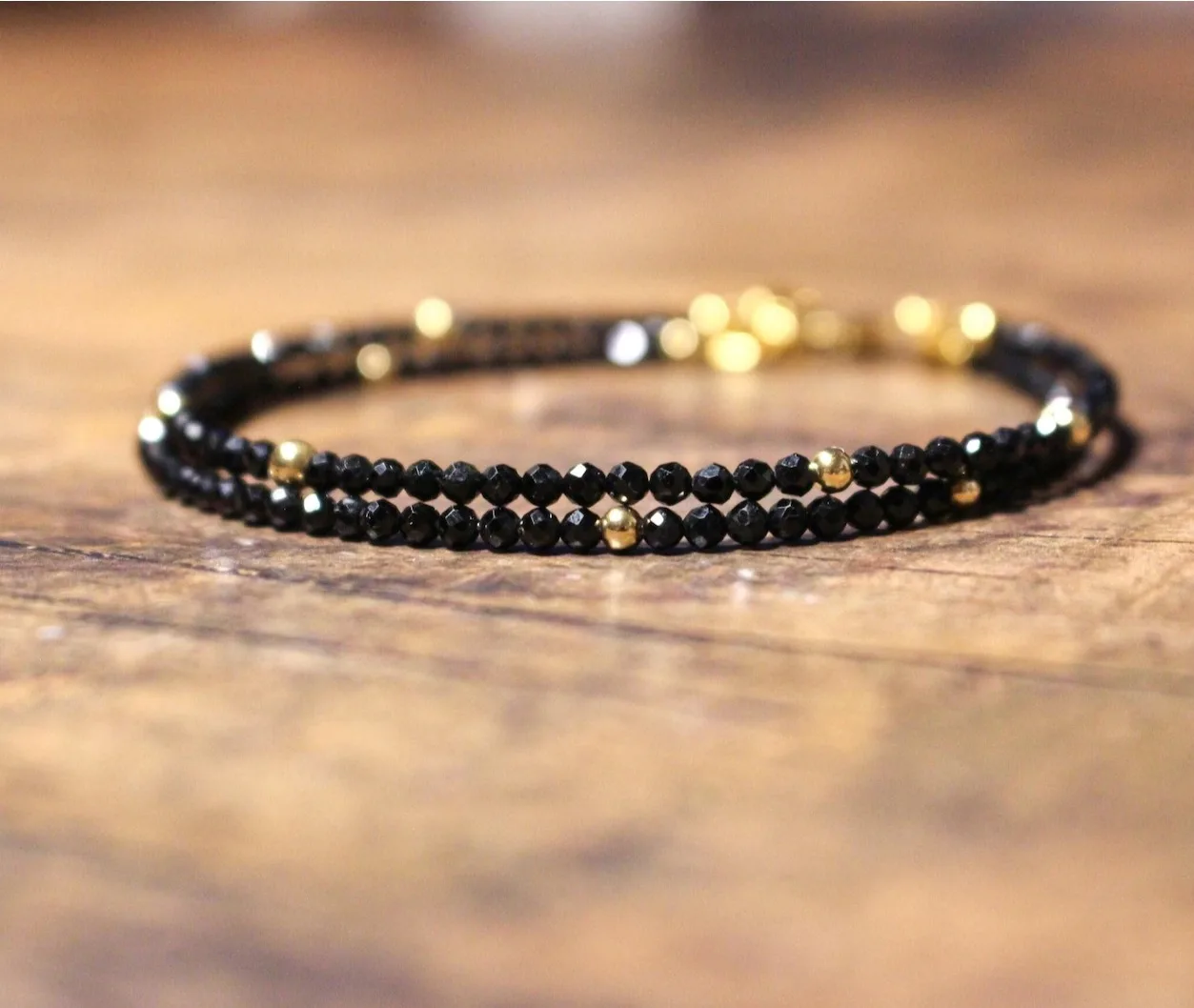stone bead bracelet natural stone bracelet beaded bracelet crystal bracelet Black Crystal Tourmaline Bracelet Empath Protection Bracelet Women Dainty Black Tourmaline Jewelry