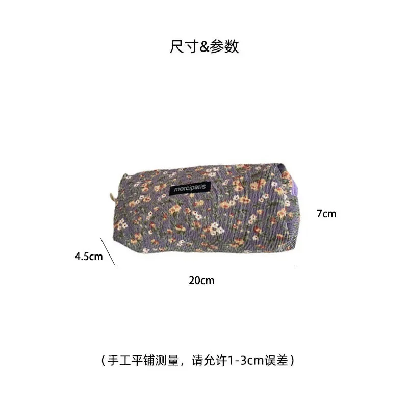 여아용 꽃 원단 연필 가방, 빈티지 꽃 연필 케이스, 한국 스타일 펜 파우치, 학교 사무실 용품