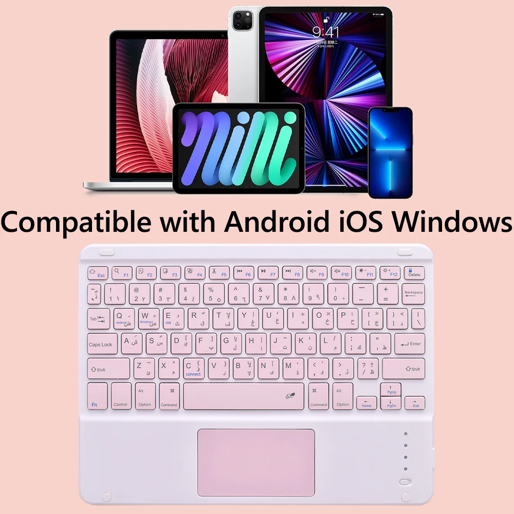 Trackpad Arabic Keyboard for ipad 10.2 10.5 11 10.9 Lenovo P11 Pro M10 Plus 10.6 10.3 10.1 Samsung Tab S9 S8 S7 S6 A9+ A8 A7