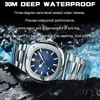 POEDAGAR Fashion Square Dial Quartz Watch for Men Stainless Steel Waterproof Luminous Date Mens Watches Top Brand Luxury Clock 4