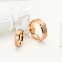 Tungsten Carbide Engagement Rings for Men Women Rose Gold Color Wedding Bands Beveled Edges Matted Finish Comfort Fit 2