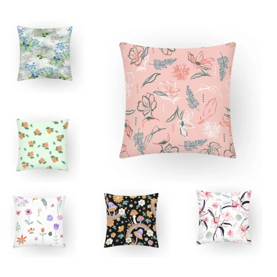 

Simple Watercolor Christmas Throw Pillow Cover Linen Printing Holiday Cushion Cover Cartoon Wreath Pattern Pillowcase 45x45 F907