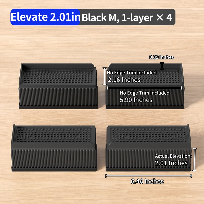 Stackable Non-Slip Furniture Risers with Noise-Reducing Design