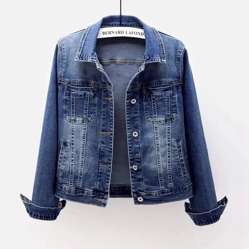 

2023 Denim Jacket Women Clothes Outside Autumn Winter Slim Casual Jackets Short Tops Students Jean Coat Oversize 5xl Overcoat