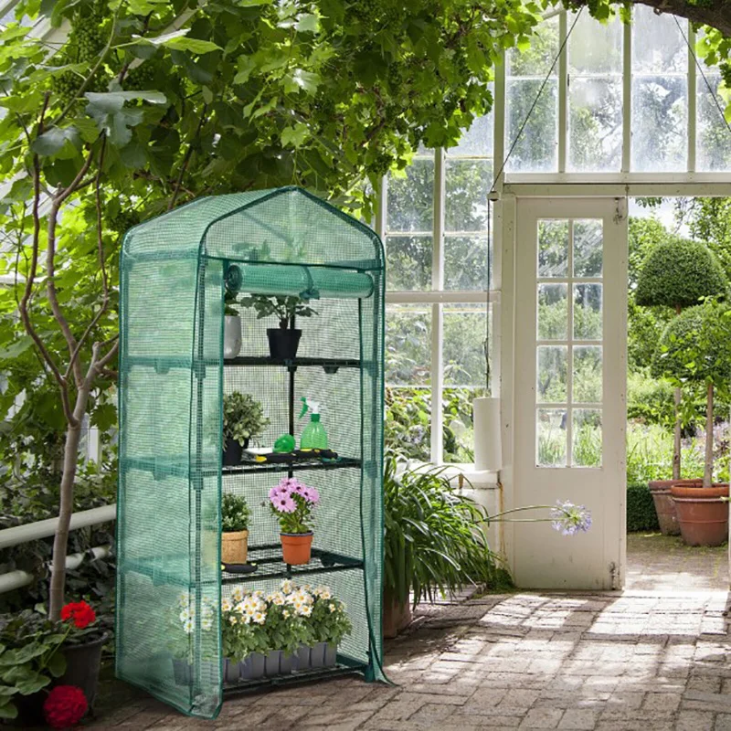 

Mini Greenhouse with PE Cover 4-Tier Portable Warm House Vegetable Fruit Plant Warm House Garden Mini Greenhouse Outdoor Growbag