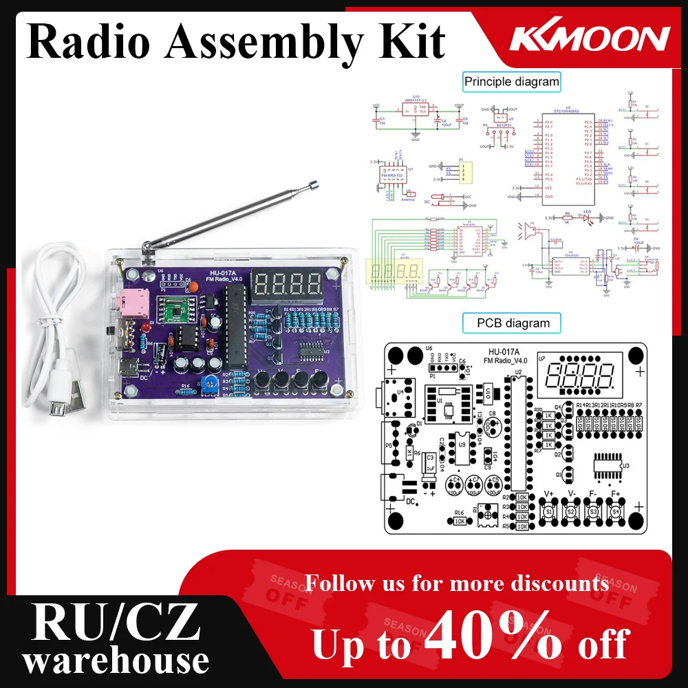 Kit d'assemblage Radio, Circuit imprimé de Modulation de fréquence,  microcontrôleur, Production électronique à monter soi-même