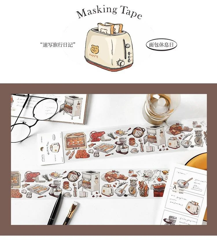 Washi Tape Retro Things Old Stuff Objects Car Kitchen Tool Beard Food Diy Label For Art Project Scrapbooking Journal Album Diary