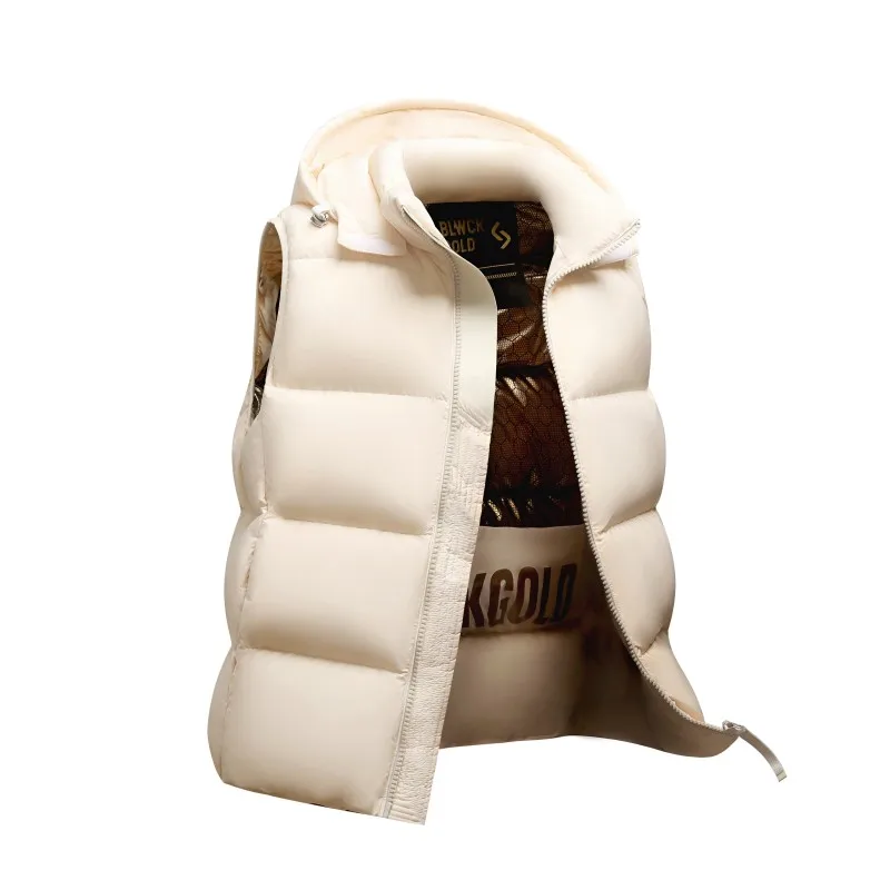 Men Down Vests Autumn Winter Casual Fashion Business British Warm White Duck Down Trend Versatile Hooded