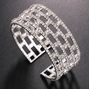 Fashion Crystal Bangle Bracelet for Women Hand Jewelry Bridal Bracelets for Wedding Elegant 2022 Trending Rhinestone Jewellery 4