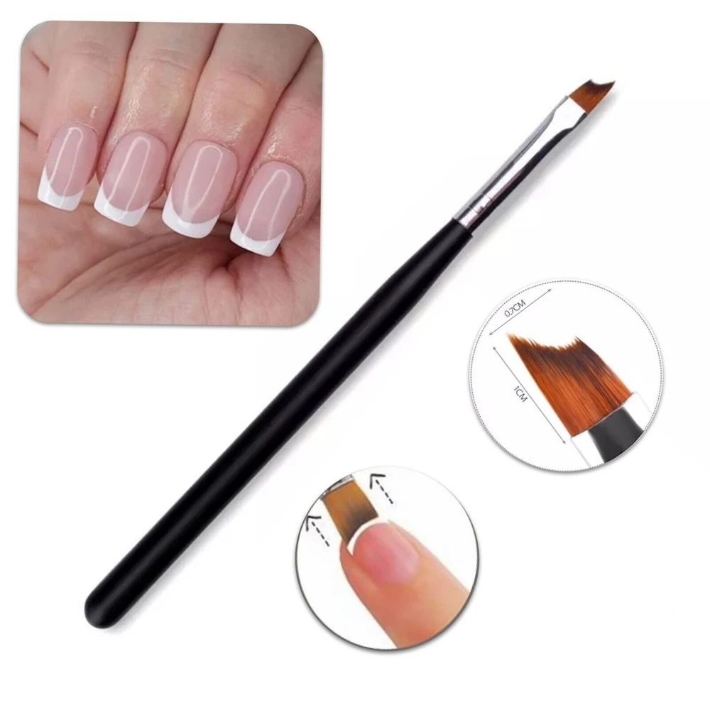 1 Pcs Professional Oblique Head Nail Brush French Tips Brushes UV Gel