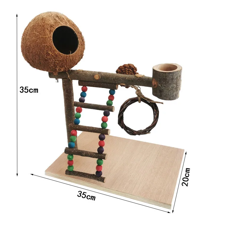 Allazone 4 PCS Perchoir Perroquet, Jouets Oiseaux en Bois, Jouet à