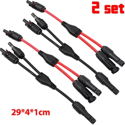 Dual Branch Parallel Connection Solar Panel Connector Cable - Three - way Photovoltaic Electrical Wire Adapter (2 Set)