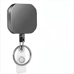 Retractable Metal Wire Keychain & Badge Reel with Elastic Key Ring (A)