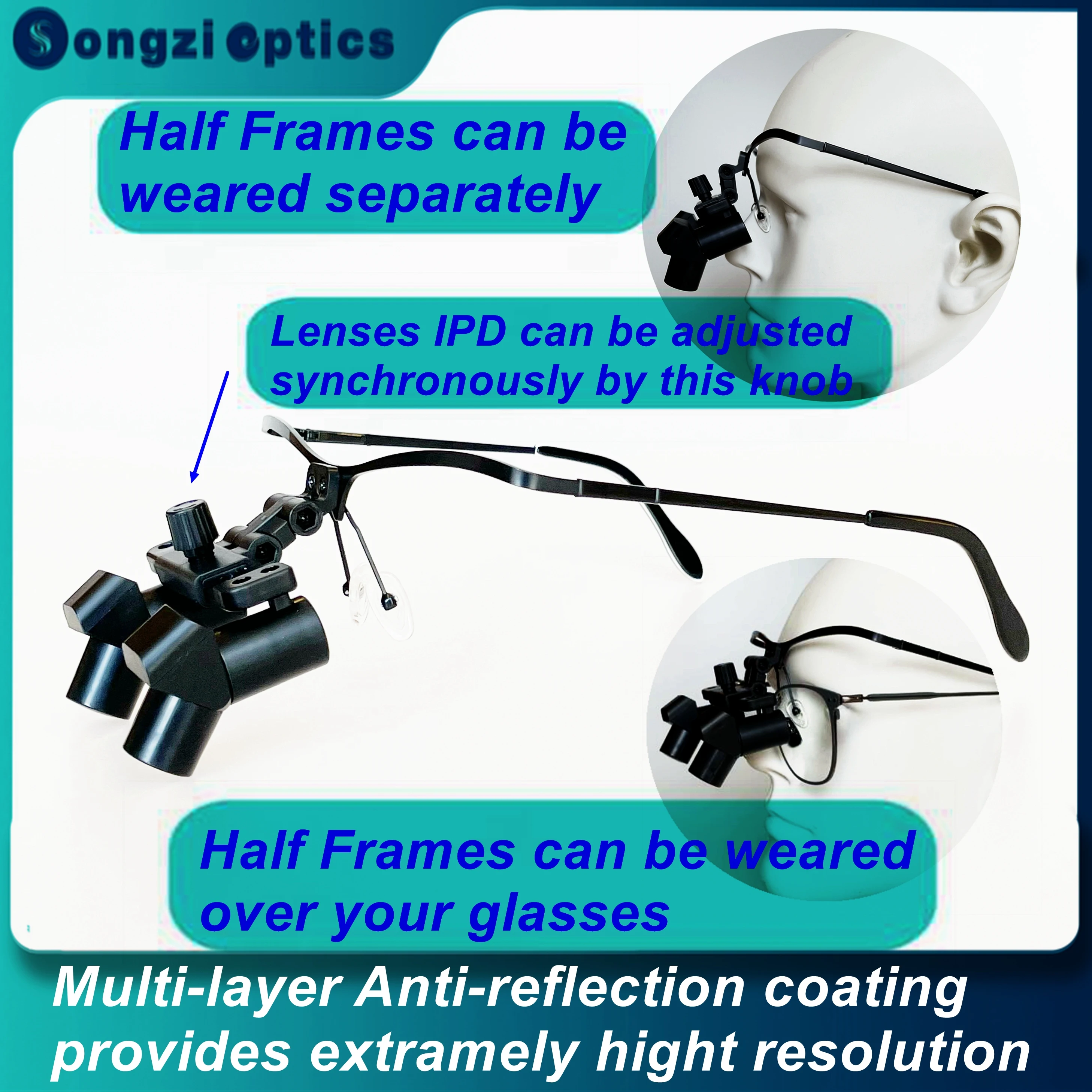 SongziOptics35XUltrallight58gErgonomicDentalLoupesBinocular