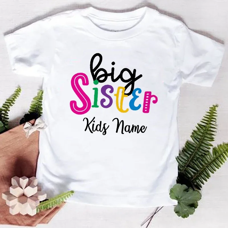 Personalized Big Sister Little Brother Matching Clothes Custom Name Kids T-shirt Bodysuit Birthday Party Family Look Outfit Tops 5