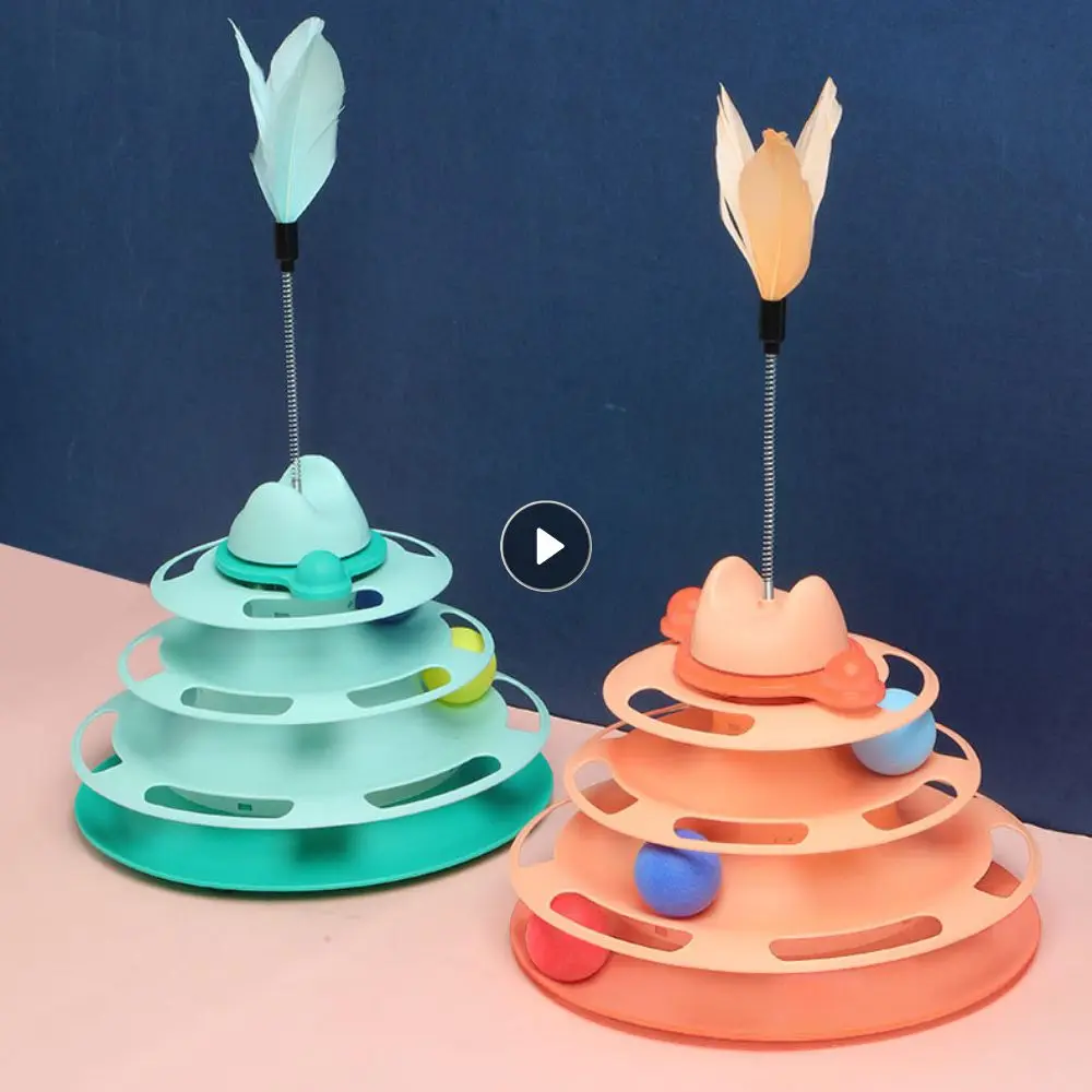 

Палка для кошек 4-слойная тренировочная забавная игрушка для кошек пластина для развлечений Интерактивная вращающаяся шаровая игрушка