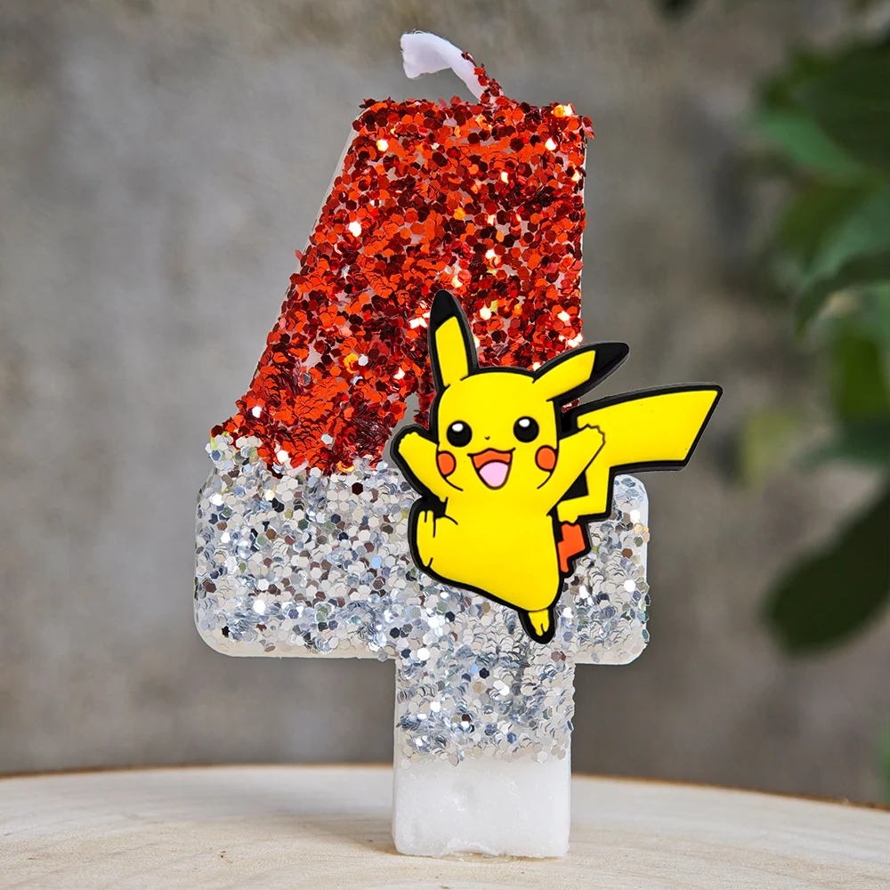 Anime Pikachu Kerzen-Kuchenfigur Pikachu Nummer 0-9 Geburtstagstortenkerze Kinder Baby-Shower Kuchendekoration Zubehör – Detail 16