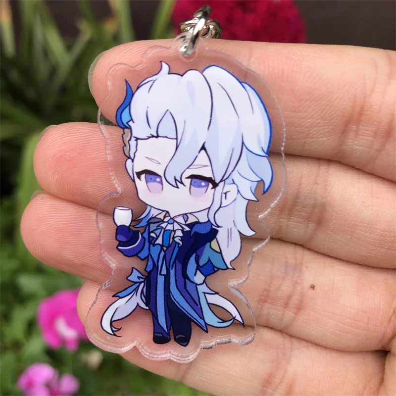 Genshin Impact Focalors Neuvillette Lyney Knave Arlecchino Keychain Anime game accessories Backpack pendant Prop badge for anime cosplay accessories anime cosplay props