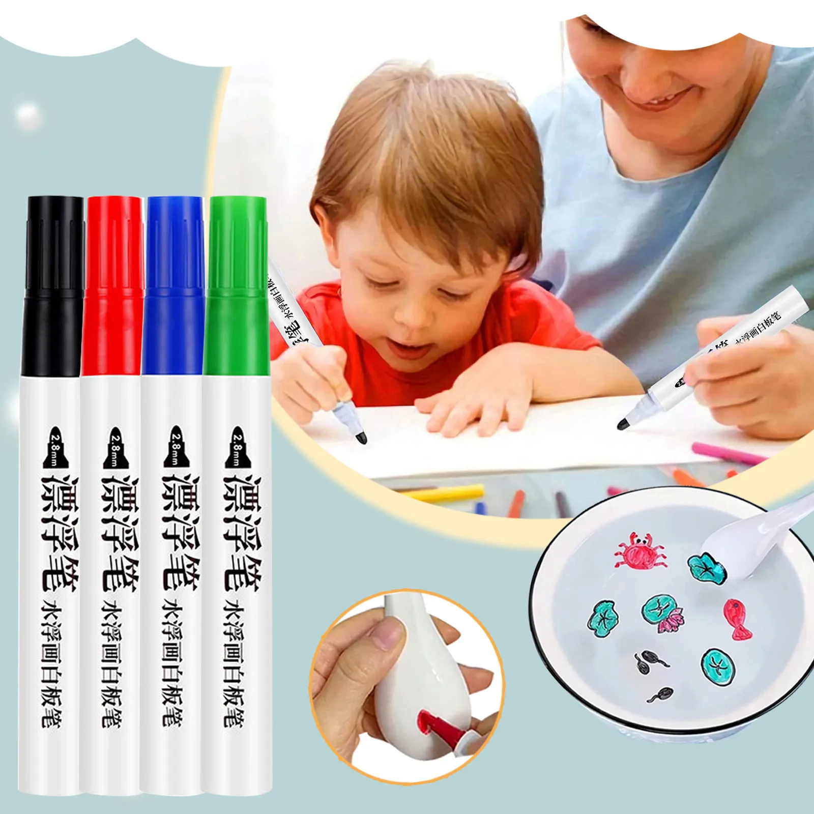 

Kid Magnets Animals Floating Marker Erasable For Office 3ML Water Teaching Painting Floating Pen Magics Pen Color for Boys 3