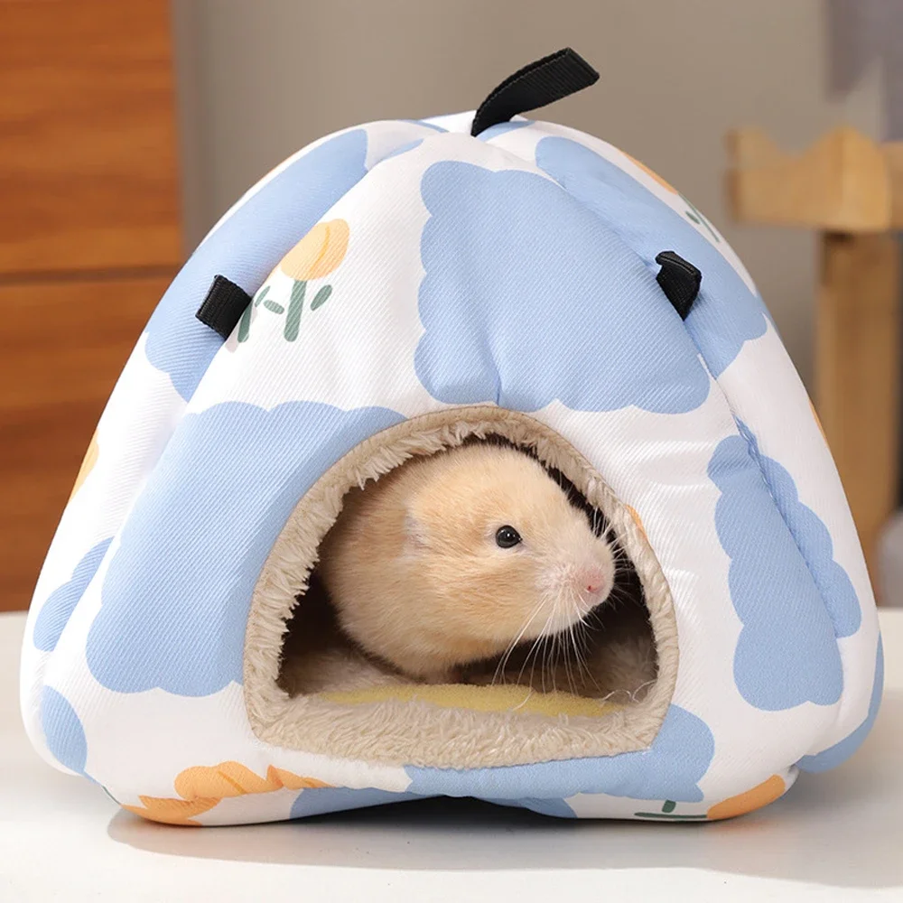 Winter Warm Print Pet Product Small Animal Pet Hamster House Sleeping Bed Cartoon Golden Bear Bird Rabbit Rat Parrot Cotton Nest 3