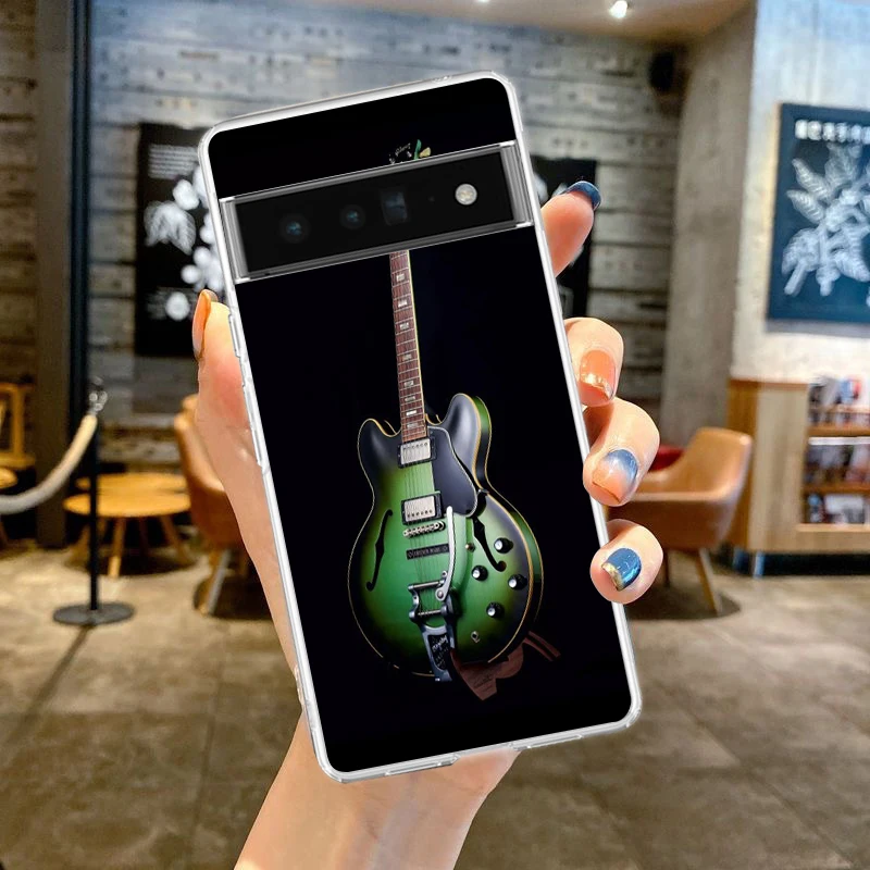 Guitar Music Art Shockproof Transparent Phone Case Cover