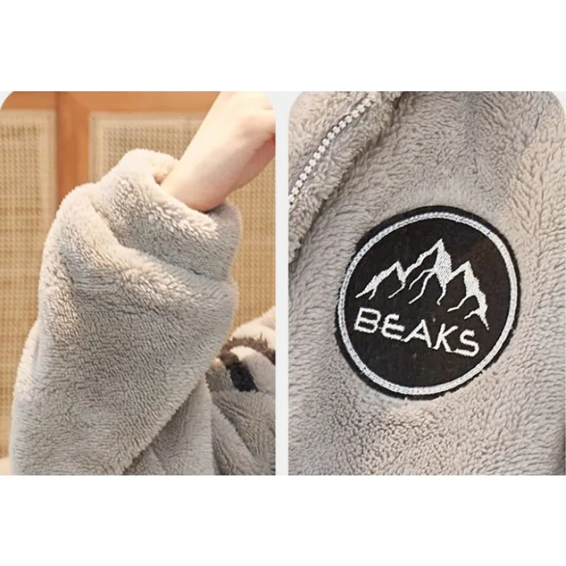 2024 New Pajamas Men's Autumn Winter Coral Fleece Loungewear Set Flannel Teen Boys Fleece Thickened Stand Collar Warm Sleepwear