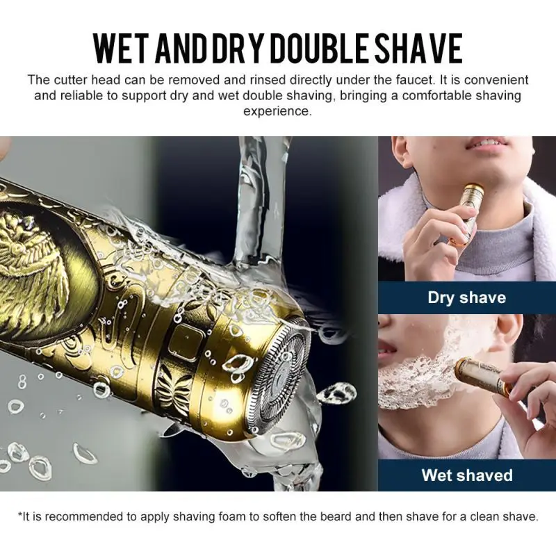 Electric Shaver Beard Trimmer Men's Electric Shaver Beard Trimmer Portable Hair Shaver Barbershop Hair Cutting Machine USB Rechargeable Waterproof Cutter