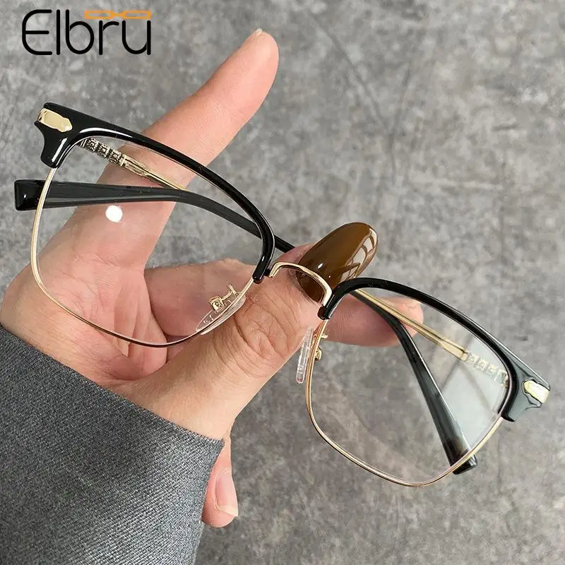 

Elbru 0+1+1.5+2+2.5+3+3.5+4 Metal Anti Blue Light Reading Glasses Women Men Clear Frame Presbyopic Eyewear Farsighted Eyeglasses