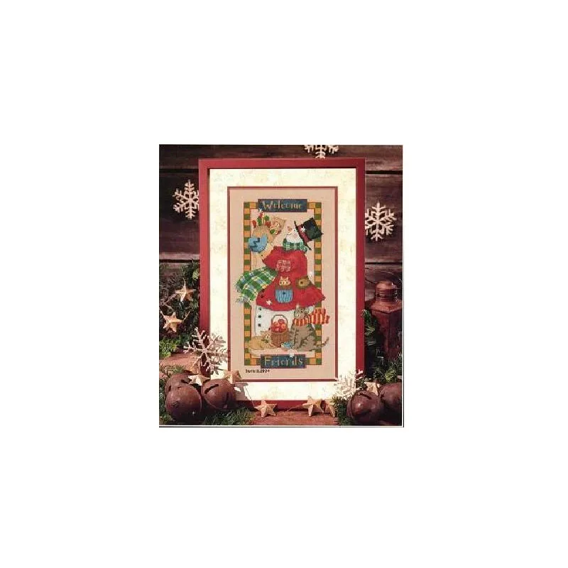 

MM cross stitch kits Lovely Counted Cross Stitch Kit Frosty's Welcome Friends Snowman Snow Kitty Cat Kitten Cats dim 356 00356