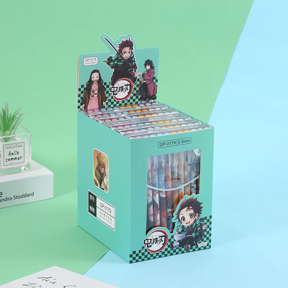 4 8 12PCS Demon Slayer Neutral Pen Student Quick Dry 0 5 Black Ink Blue 4-8-12pcs-demon-slayer-neutral-pen-student-quick-dry-0-5-black-ink-blue