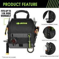 JAKAH pochette à outils pour électriciens professionnels, 21 poches, poignée ergonomique en caoutchouc, bandoulière rembourrée noir vert JK-208 2