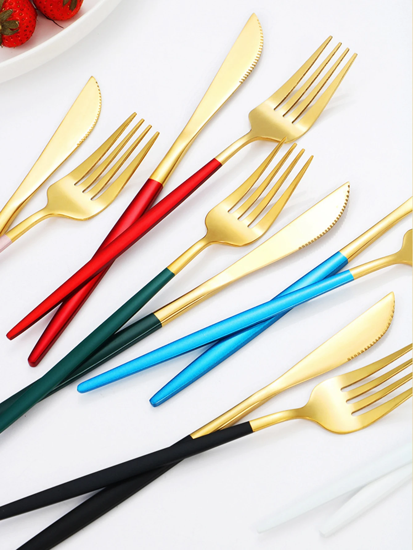 Black Gold Cutlery Set Stainless Steel Cutlery Knife fork Spoon Silver Kitchen supplies 4-piece set cutlery set,western style cutlery set,picnic cutlery set,stainless steel cutlery set,camping cutlery set,wooden cutlery set
