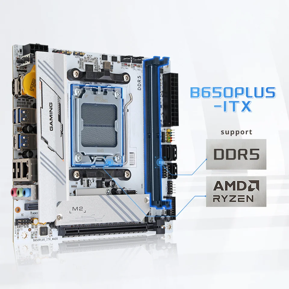 HISWISER B650 PLUS ITX Motherboard DIY Support AMD AM5 Ryzen 7000