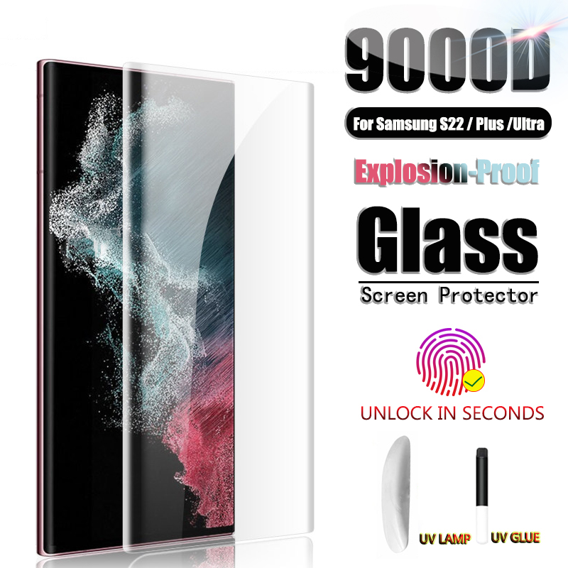 UV Tempered glass For Samsung Galaxy Note 20 8 9 10 Pro S22 S23 Ultra S21 S10 S8 S9 Plus S20 FE UV Liquid Glue Screen Protector