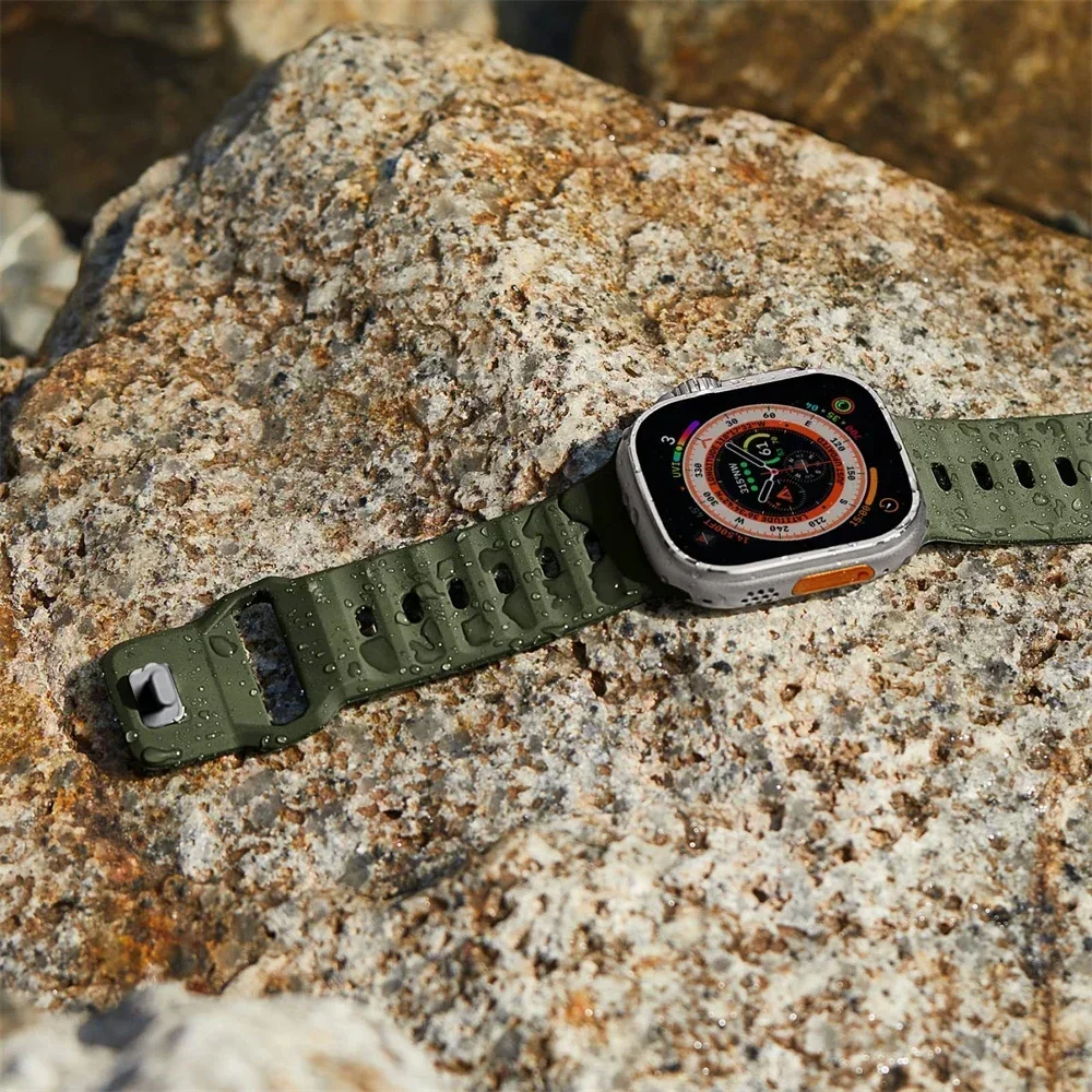 ساعة أبل الرياضية ذات ثقب هوائي من السيليكون ، فرق...