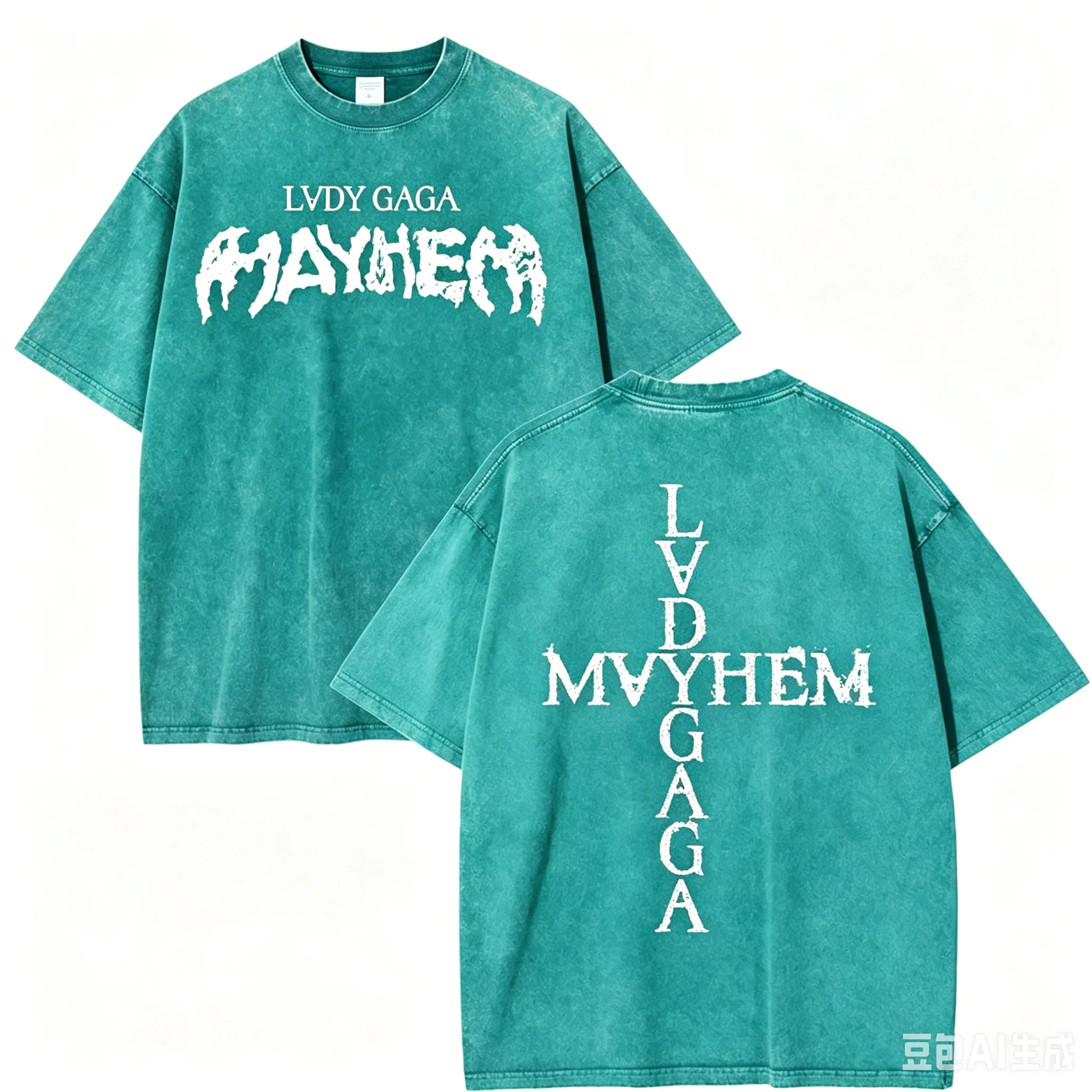 Vintage Lady Gaga Graphic Oversized Washed Cotton Tee - Retro Streetwear Casual Summer Shirt