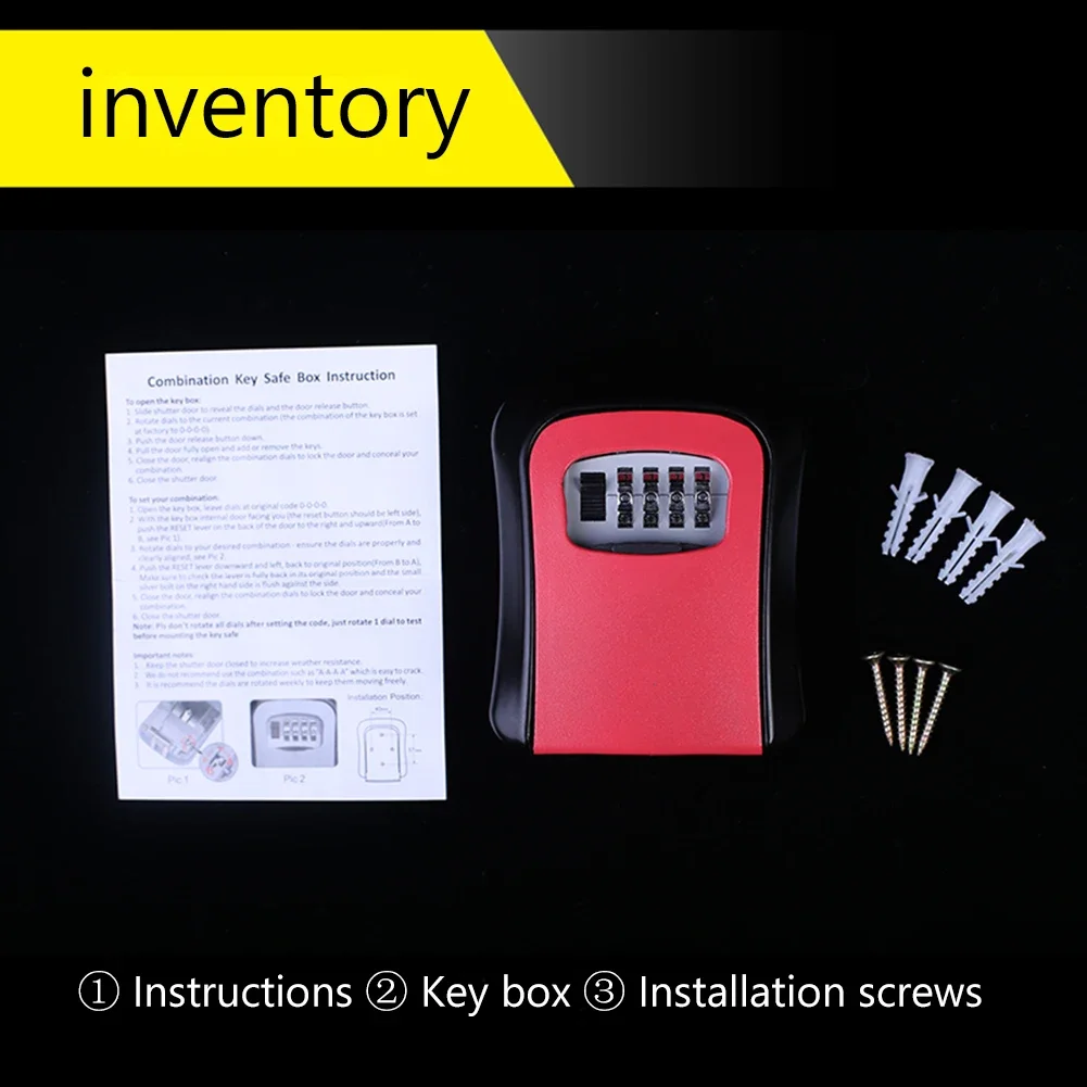 Wall Mount Key Lock Box 4 Digit Password Code Security Lock No Key Home Office Safe Secret Storage Box Organizer