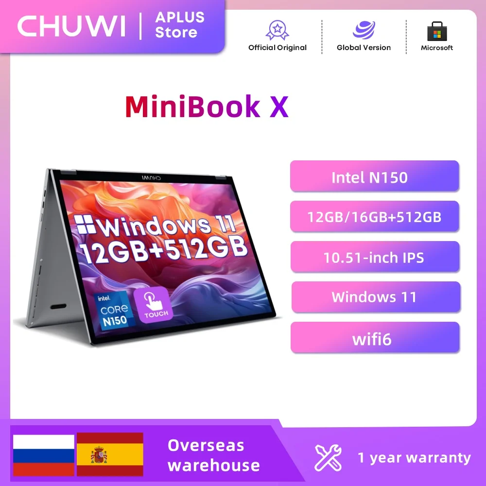 [2点セット]CHUWI MiniBook X N150＋Lexar SSD Chuwi MiniBook X N150 筆記型電腦( 10.51吋Touchable / FHD+