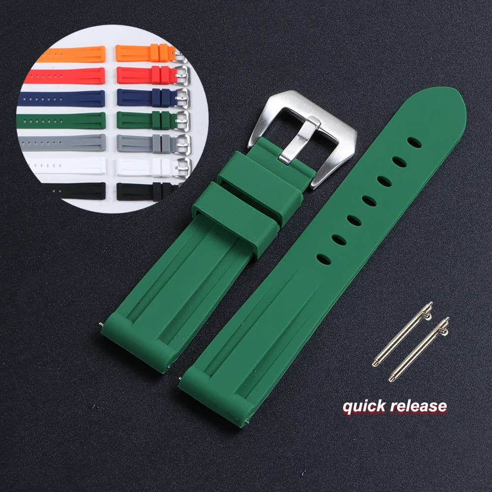Silicone Quick Release Sport Watchband - Versatile Rubber Strap in Multiple Sizes