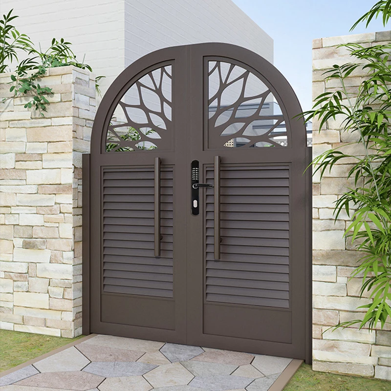 Factory Customize Durable America Australia Europe Style Metal Iron Aluminum Villa Home Fence Courtyard Doule Gate with Lock 3