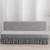 Jacquard Stretch Armless Futon Cover with Skirt Ruffled Futon Sofa Bed Cover Machine Washable Couch Cover Futon Sofa Cover 1pc 5