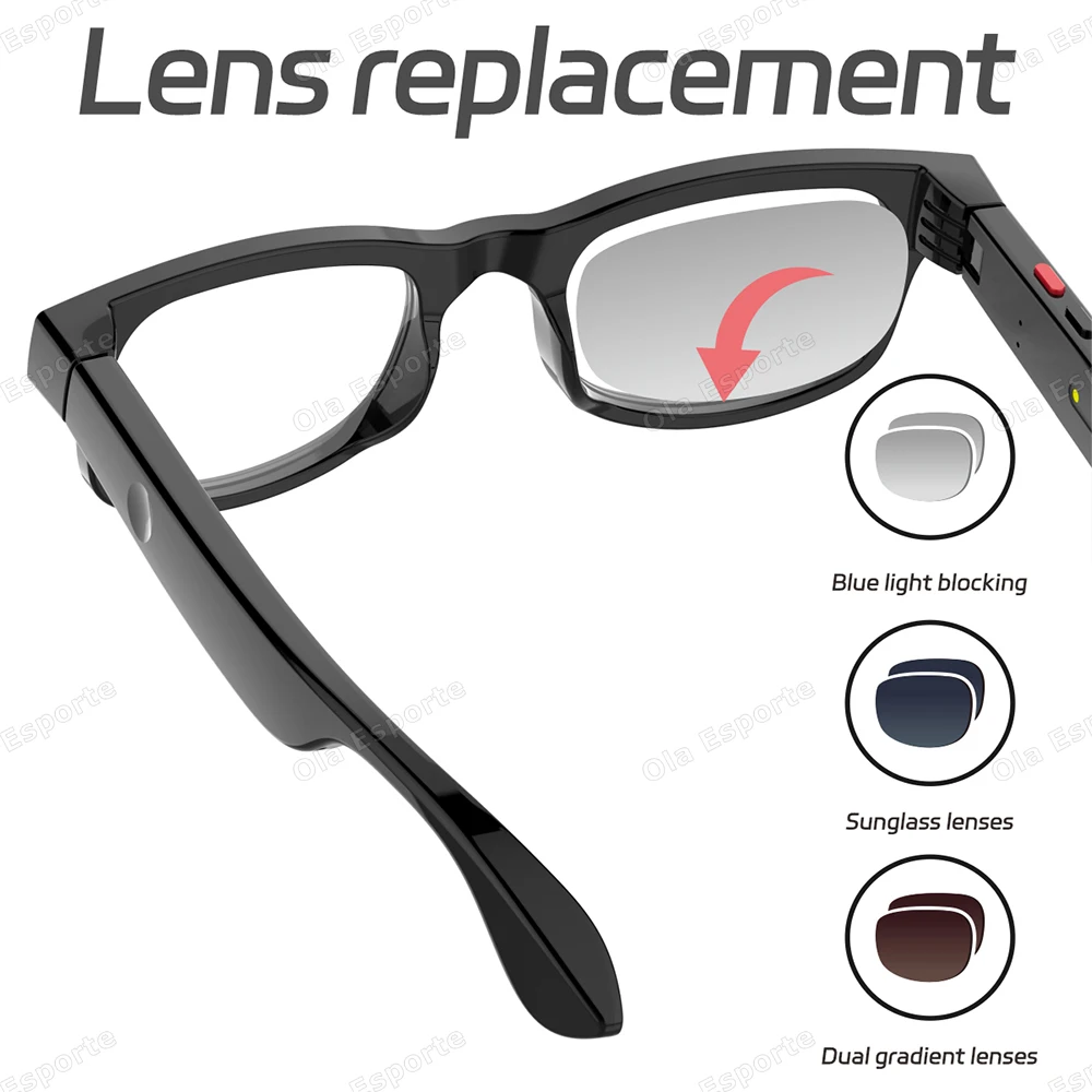 New AI Smart Glasses Chat GPT 500W Camera Bluetooth Call 300Mah Battery Voice Assistant Control Smart Sunglasses For Android IOS