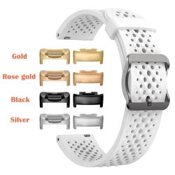 Classic Breathable Soft Silicone Sport Waterproof Wristband Strap - Connector - Gold (White)