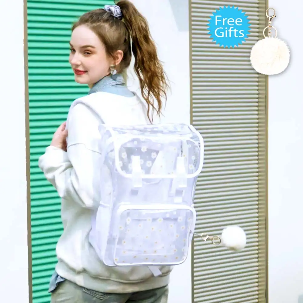 3-Piece Clear Backpack Set - Heavy Duty See-Through School Bag & Accessories In Black