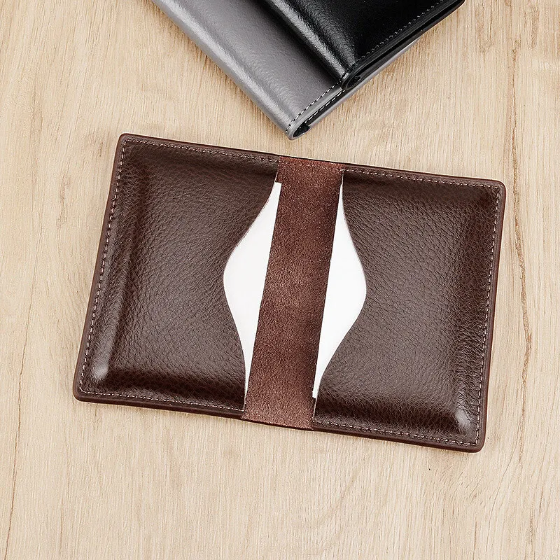 Minimalism Real Leather Wallet Ins Ultra-thin Fold Unisex Purse