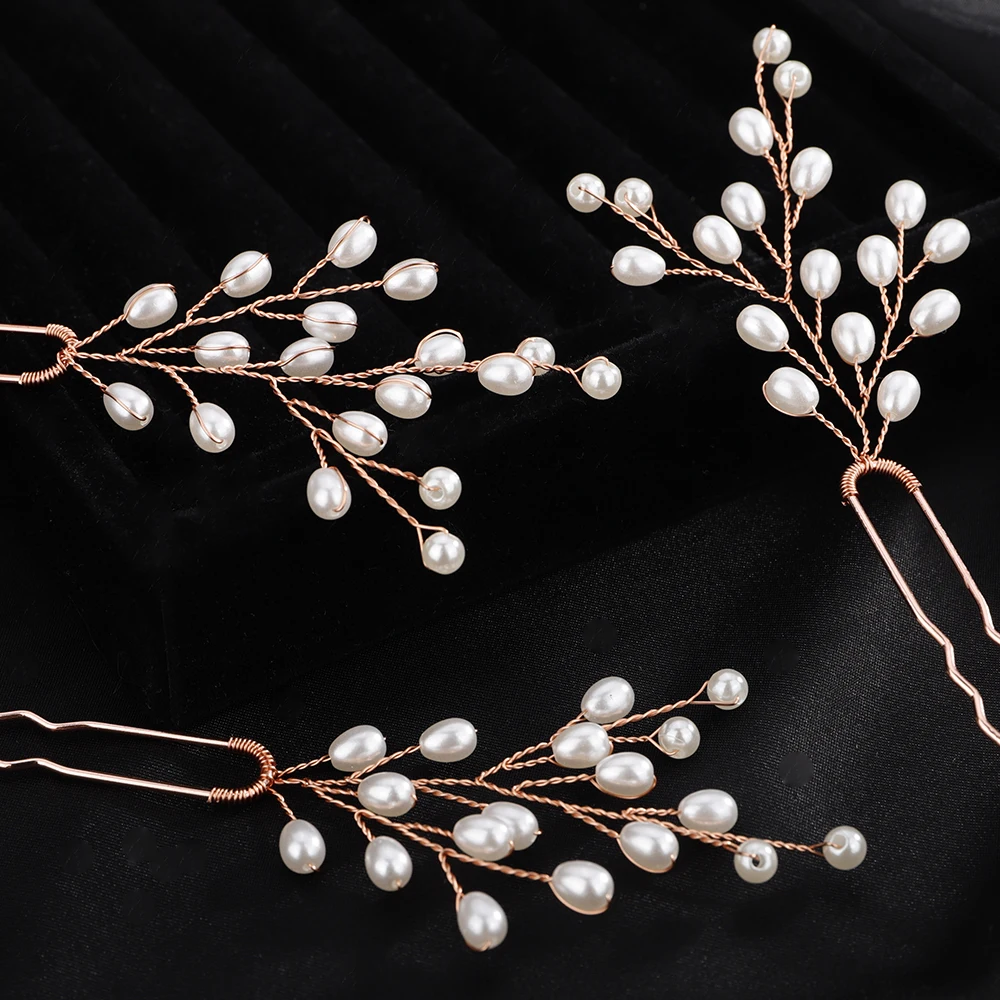 Silver Pearl Bridal Hairpins Gold Women Wedding Hair Accessories Jewelry Chic Handmade Headpiece Tiaras Bride Hair Ornaments hair accessories bridal hair accessories