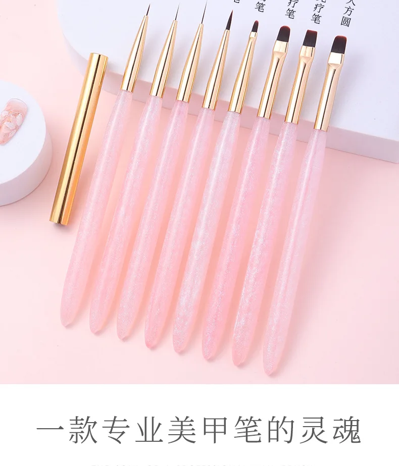 Description Picture 6 of item1Pcs Pink Nail Art Brush For Manicure Salon Tool Professional Painting Drawing UV Gel Extension Pen Nail Polish Nail Brushes